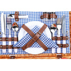 Natural Material Picnic Basket with Crockery Set and Insulated Cooler