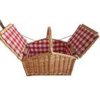 Natural Material Picnic Basket with Crockery Set and Insulated Cooler