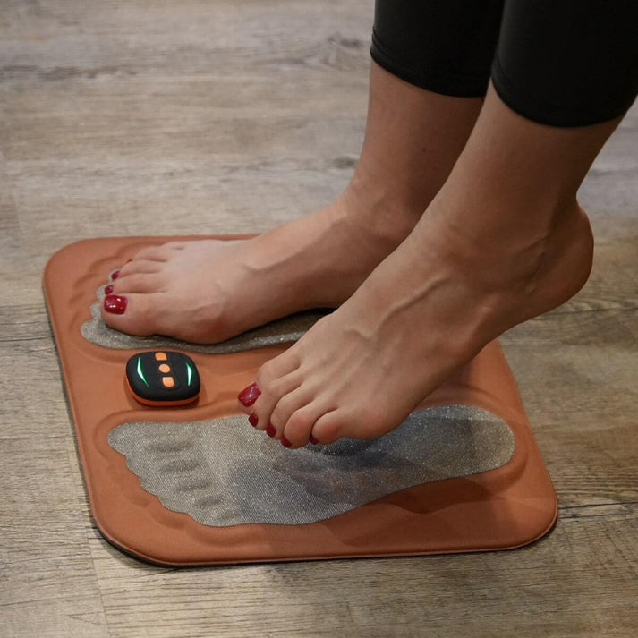 NMES Foot Stimulator with Foldable Foot Pad, Copper-Fibre Pillow and Remote