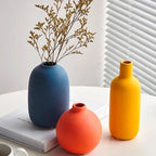 Nordic Ceramic Vase with Hand-Painted Motif, Three Sizes