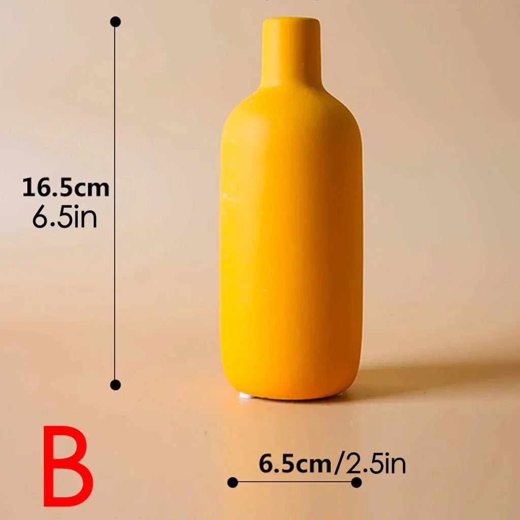 Nordic Ceramic Vase with Hand-Painted Motif, Three Sizes