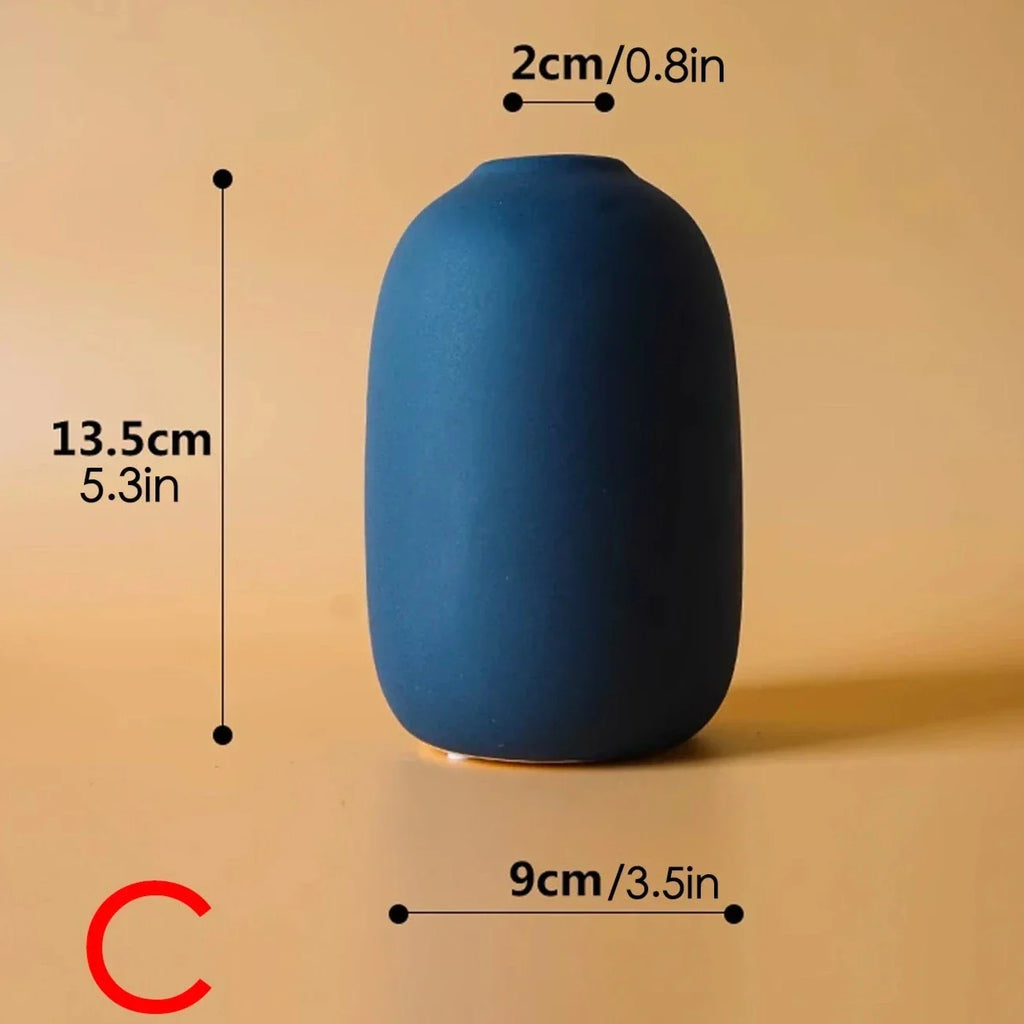 Nordic Ceramic Vase with Hand-Painted Motif, Three Sizes