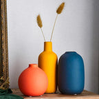 Nordic Ceramic Vase with Hand-Painted Motif, Three Sizes