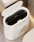 Nordic Marble-Effect Elliptical Push-Top Bathroom Wastebasket