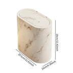 Nordic Marble-Effect Elliptical Push-Top Bathroom Wastebasket