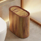 Nordic Marble-Effect Elliptical Push-Top Bathroom Wastebasket
