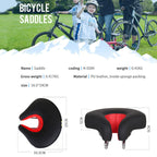 Noseless Mountain Bike Saddle with Thick Soft Padding, Black