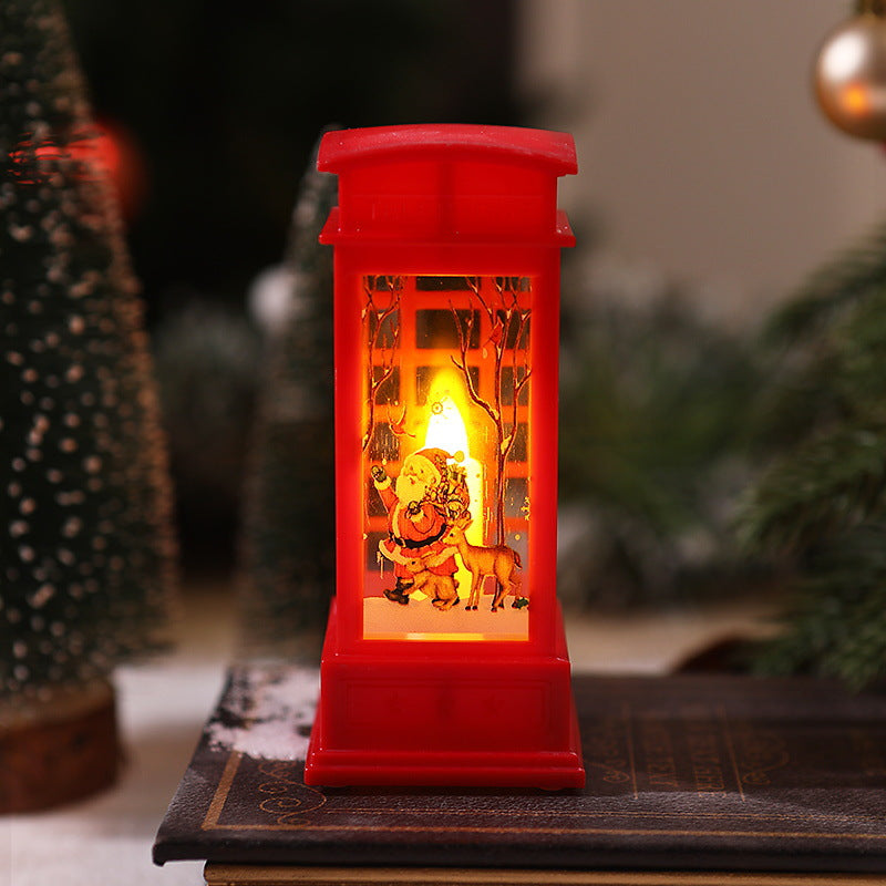 Nostalgic LED Christmas Lantern with Moving Santa Motif