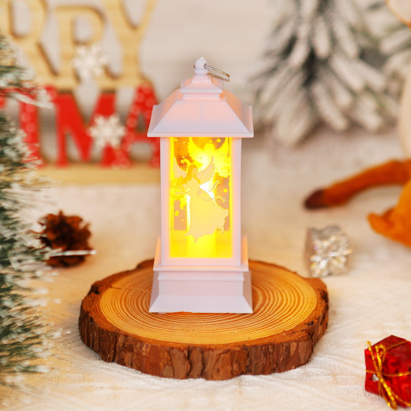 Nostalgic LED Christmas Lantern with Moving Santa Motif