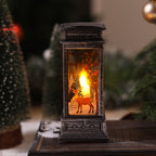 Nostalgic LED Christmas Lantern with Moving Santa Motif