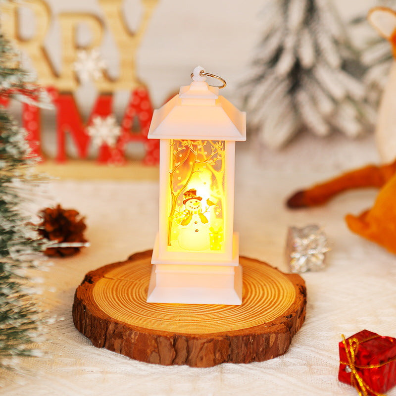 Nostalgic LED Christmas Lantern with Moving Santa Motif
