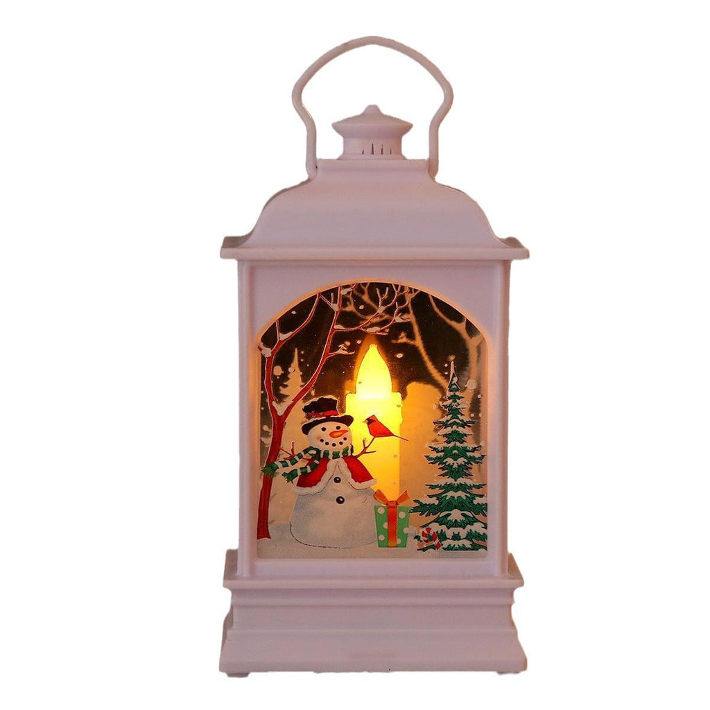 Nostalgic LED Christmas Lantern with Moving Santa Motif
