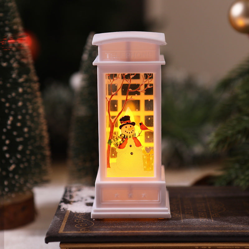 Nostalgic LED Christmas Lantern with Moving Santa Motif