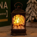 Nostalgic LED Christmas Lantern with Moving Santa Motif