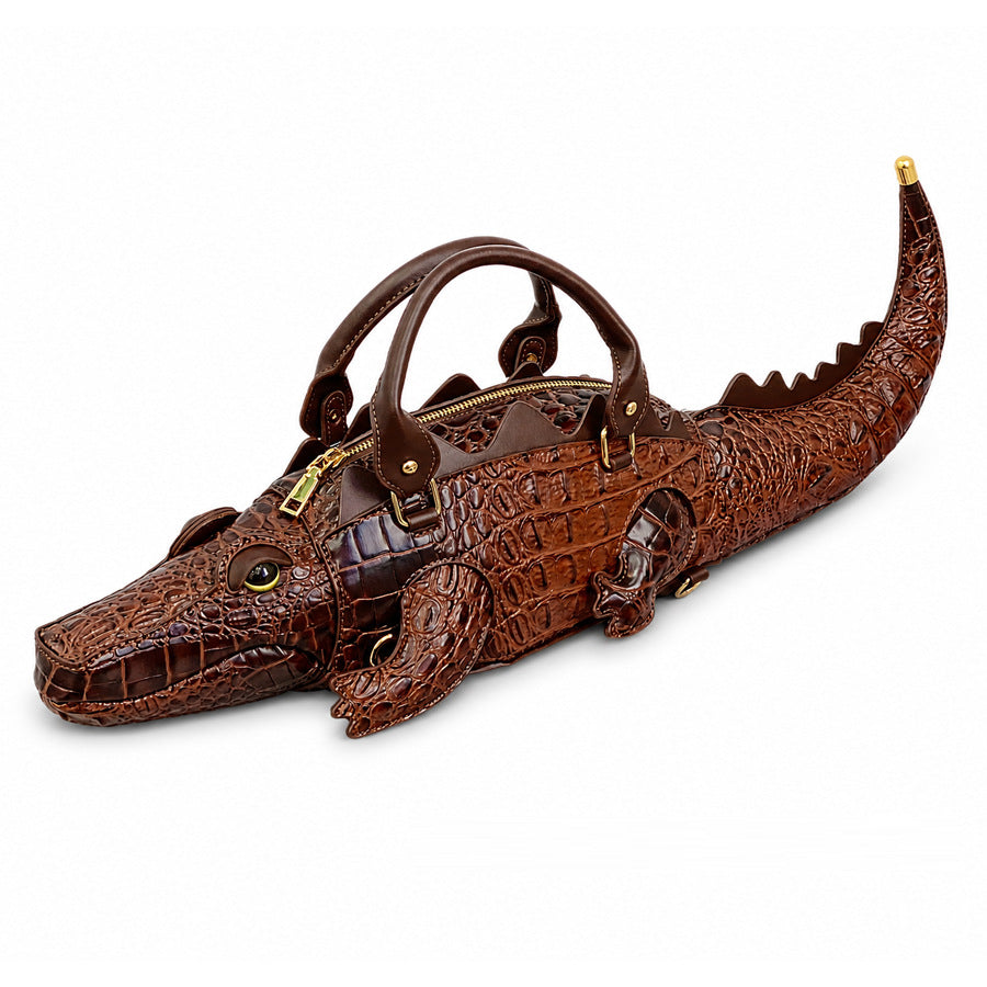Novelty Alligator Handbag in Faux Leather