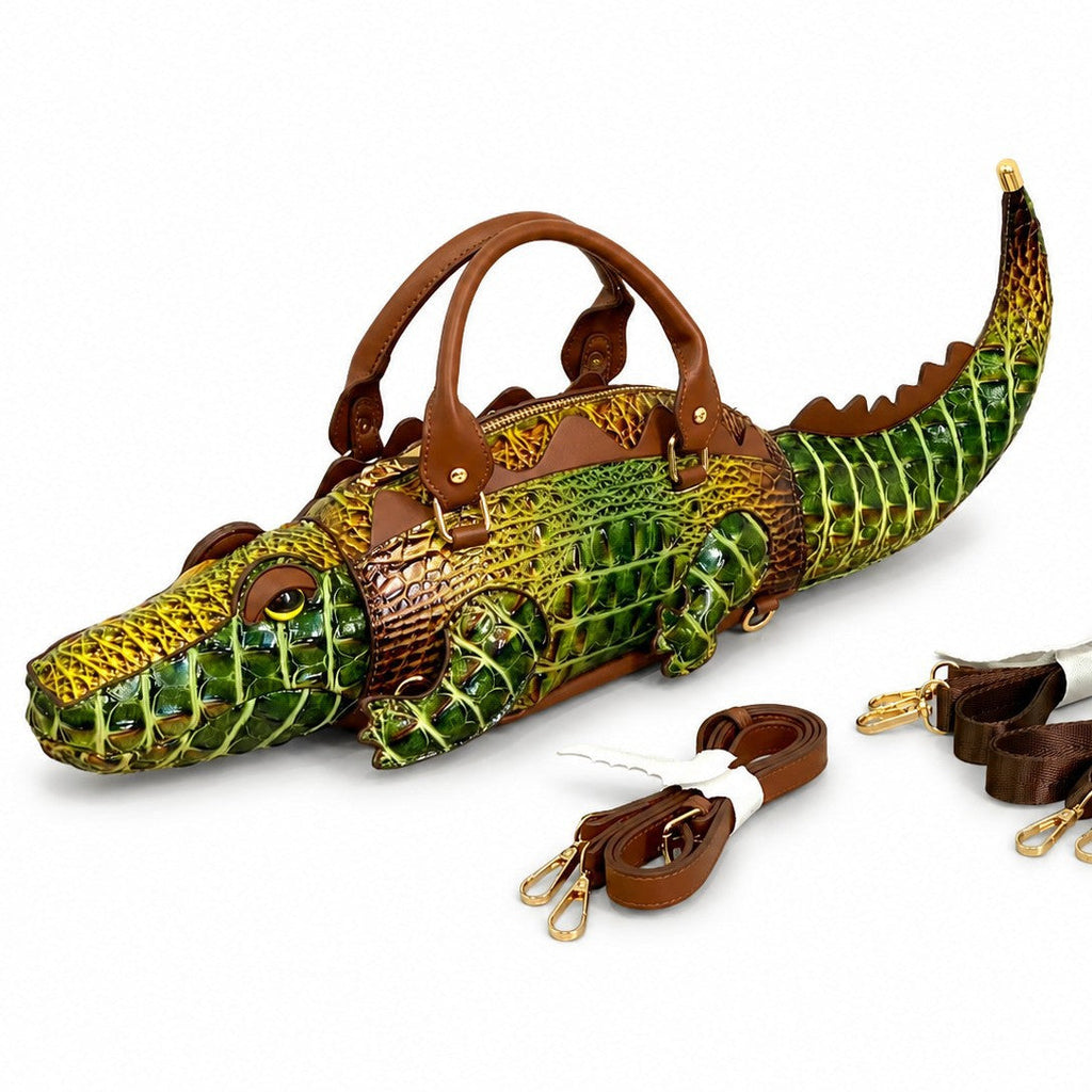 Novelty Alligator Handbag in Faux Leather