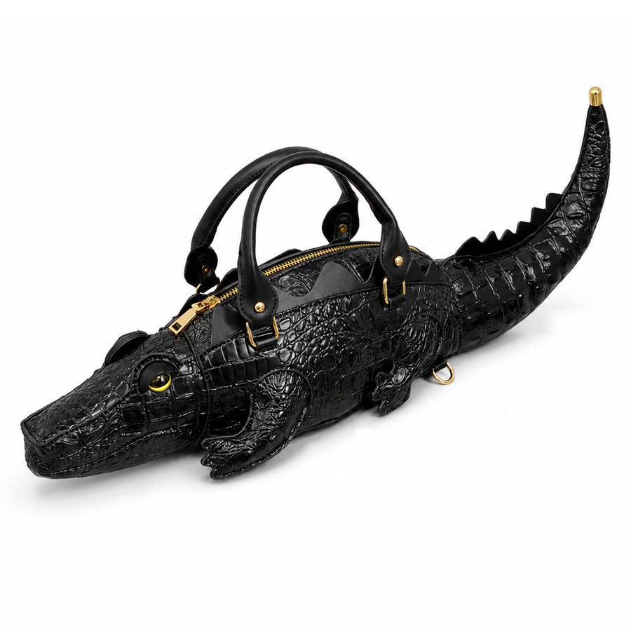 Novelty Alligator Handbag in Faux Leather