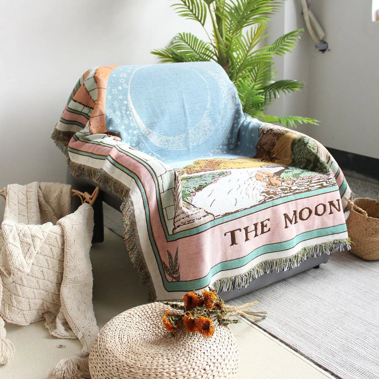 Oakbrook Moon Woven Throw Blanket-Welvere