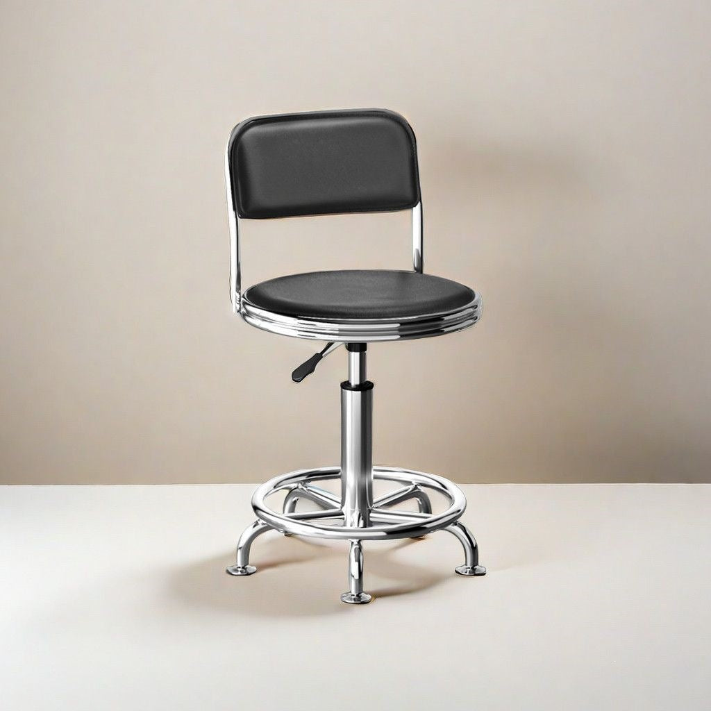 Adjustable Height Drafting Stool - Ergonomic Padded Seat, Chrome Base, view 29