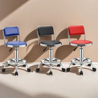 Adjustable Height Drafting Stool - Ergonomic Padded Seat, Chrome Base, view 3