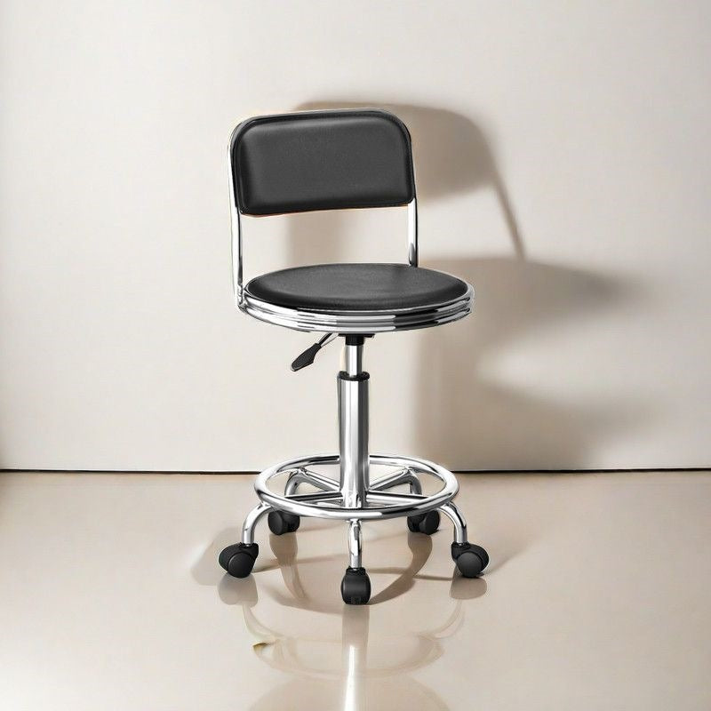 Adjustable Height Drafting Stool - Ergonomic Padded Seat, Chrome Base, view 4