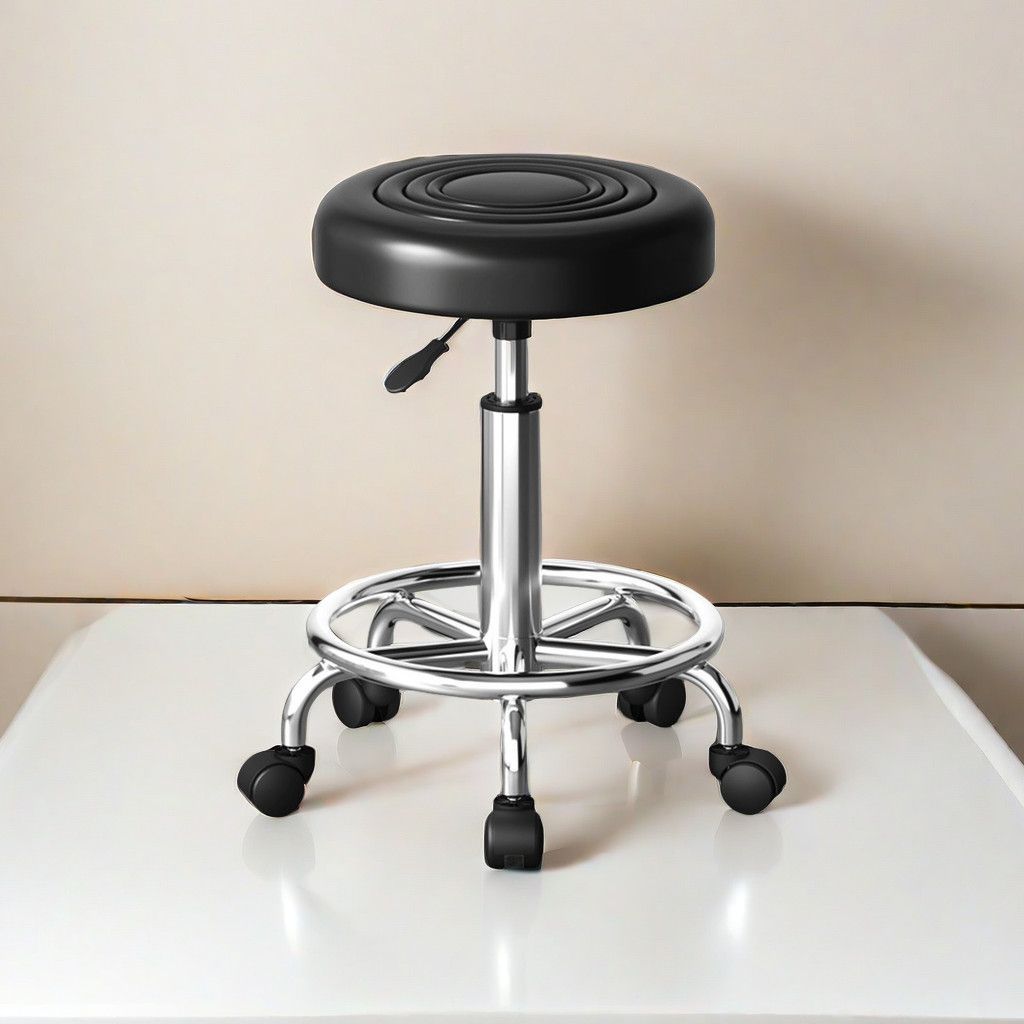 Adjustable Height Drafting Stool - Ergonomic Padded Seat, Chrome Base, view 43