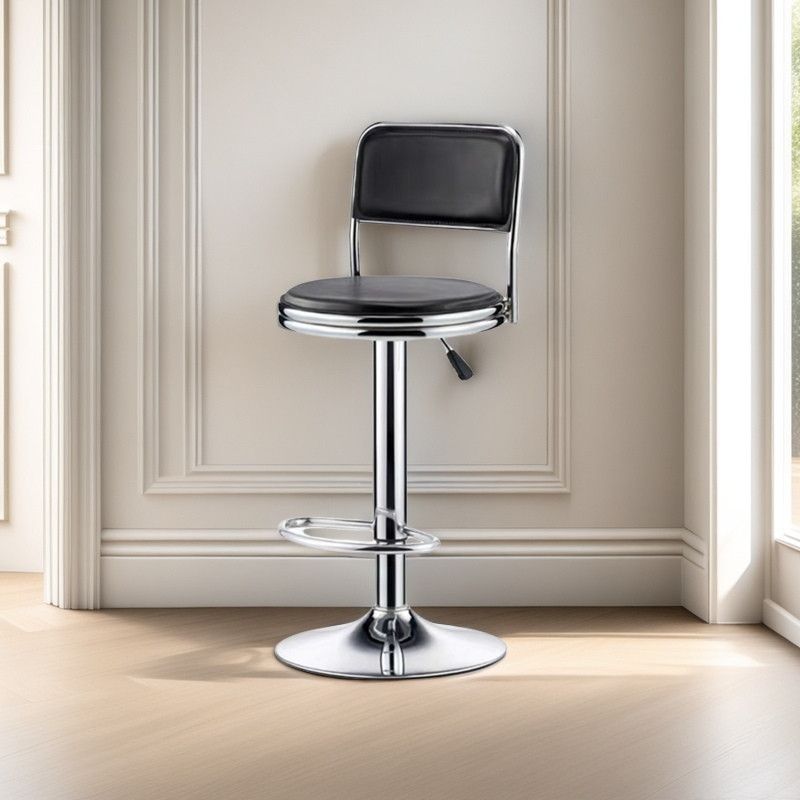 Adjustable Height Drafting Stool - Ergonomic Padded Seat, Chrome Base, view 8