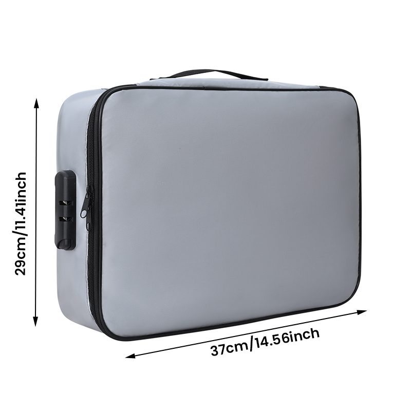 Waterproof and Fireproof Sealable Document Storage Bag - 29×37×10 cm, Grey/Black, view 2