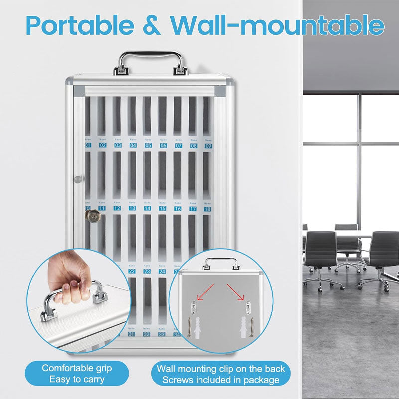 Lockable 36 Slot Cell Phone Storage Locker for Classroom Office Exam - Silver, view 3
