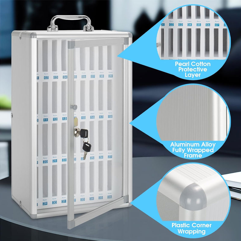 Lockable 36 Slot Cell Phone Storage Locker for Classroom Office Exam - Silver, view 5