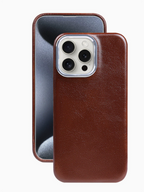 Oil-Wax Genuine Leather Case for iPhone 13–16 with Magnetic Ring