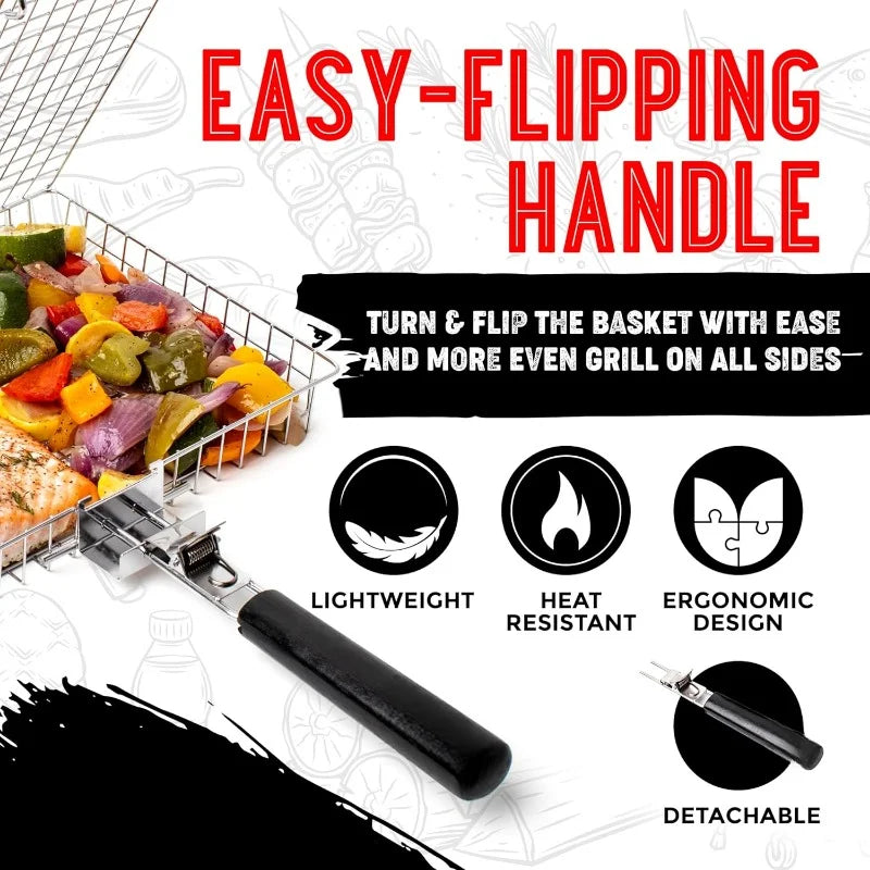 Portable Stainless Steel BBQ Grill Grid with Handle - Silver, 450g, view 2