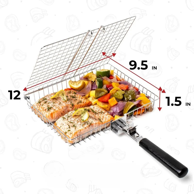 Portable Stainless Steel BBQ Grill Grid with Handle - Silver, 450g, view 4