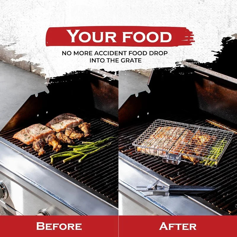 Portable Stainless Steel BBQ Grill Grid with Handle - Silver, 450g, view 5