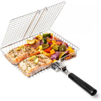 Portable Stainless Steel BBQ Grill Grid with Handle - Silver, 450g