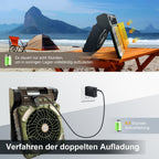 Outdoor Camping Fan with LED Light - Solar Powered, 20800mAh Battery, view 8