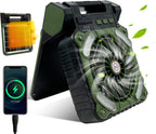Outdoor Camping Fan with LED Light - Solar Powered, 20800mAh Battery