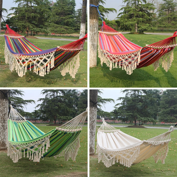 Double Outdoor Camping Canvas Hammock with Rod - 200x150cm, Pink Stripes, Cotton, view 2