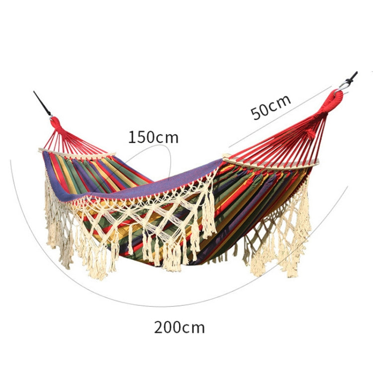 Double Outdoor Camping Canvas Hammock with Rod - 200x150cm, Pink Stripes, Cotton, view 3