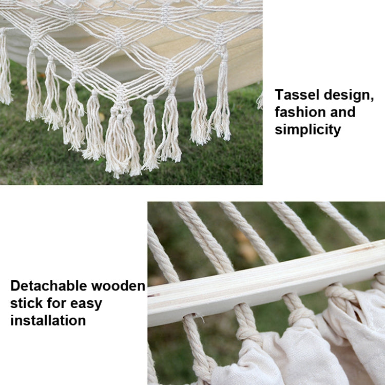 Double Outdoor Camping Canvas Hammock with Rod - 200x150cm, Pink Stripes, Cotton, view 5