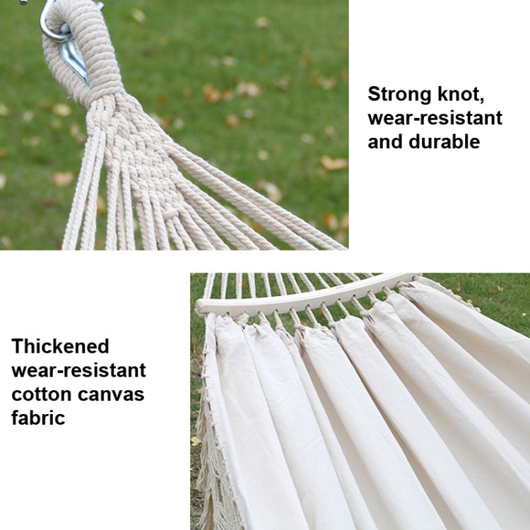 Double Outdoor Camping Canvas Hammock with Rod - 200x150cm, Pink Stripes, Cotton, view 6