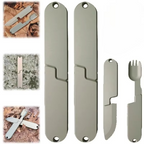 Compact 2-in-1 Camping Cutlery Set - Detachable Knife and Fork, Stainless Steel, view 6