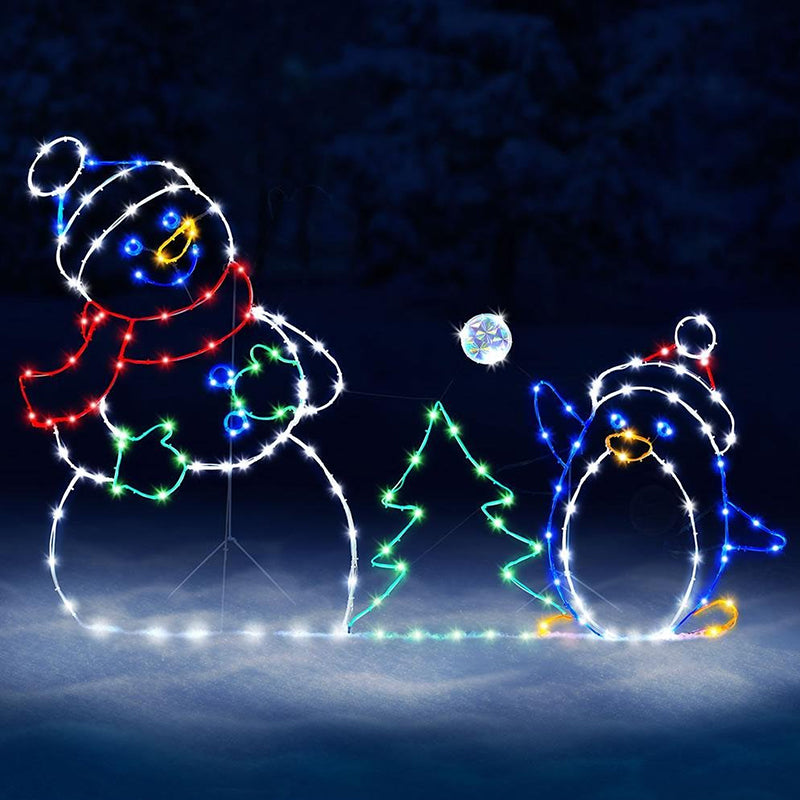 Animated LED Snowball Fight Outdoor Christmas Light - 195 LEDs, view 2
