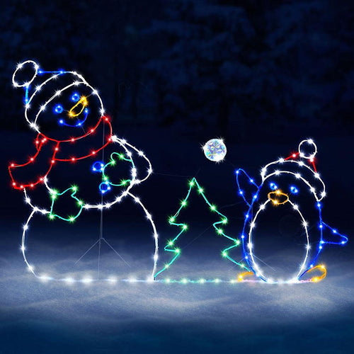 Animated LED Snowball Fight Outdoor Christmas Light - 195 LEDs, view 2