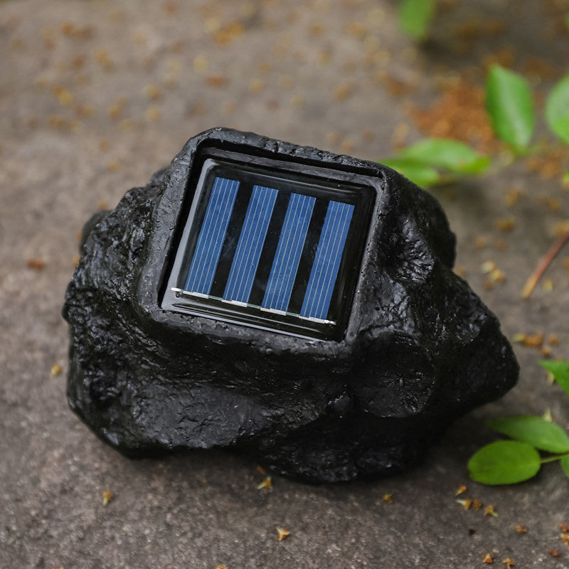 Solar Outdoor Lawn Decorative Stone Lights - LED, Plastic Resin, 8 Hour Runtime, view 2