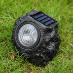 Solar Outdoor Lawn Decorative Stone Lights - LED, Plastic Resin, 8 Hour Runtime, view 3