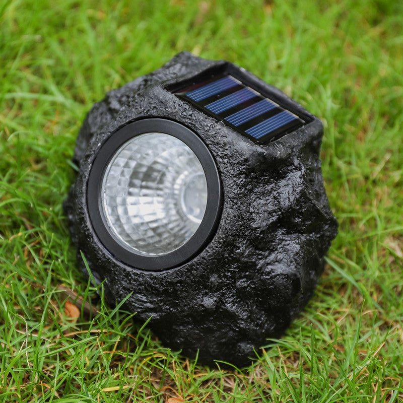 Solar Outdoor Lawn Decorative Stone Lights - LED, Plastic Resin, 8 Hour Runtime, view 3