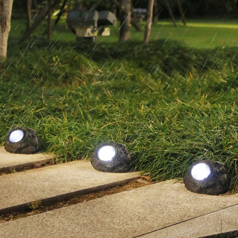 Solar Outdoor Lawn Decorative Stone Lights - LED, Plastic Resin, 8 Hour Runtime, view 5