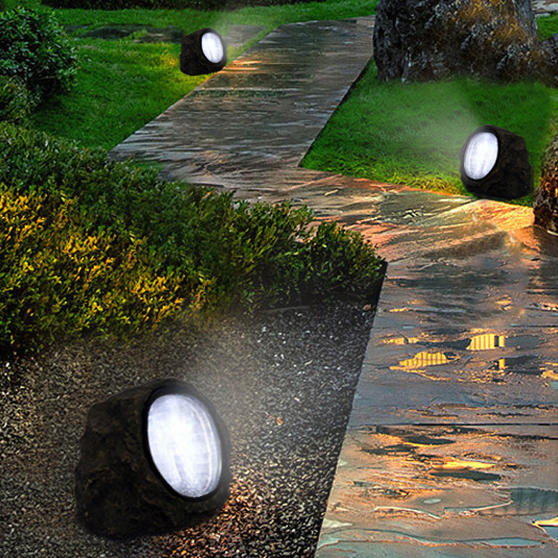 Solar Outdoor Lawn Decorative Stone Lights - LED, Plastic Resin, 8 Hour Runtime, view 7
