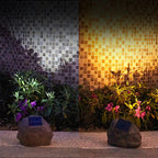 Solar Outdoor Lawn Decorative Stone Lights - LED, Plastic Resin, 8 Hour Runtime, view 9